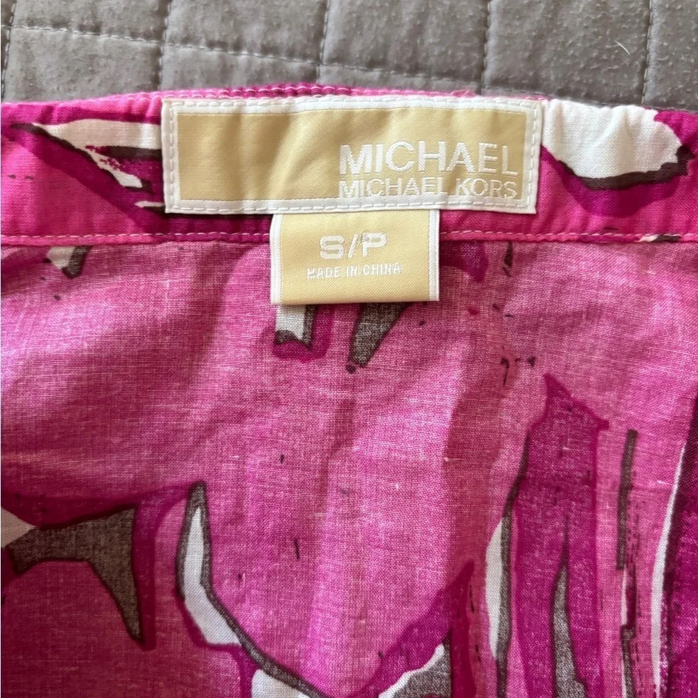 Michael Kors Pink and White preppy Patterned Tunic/ cover up women’s small